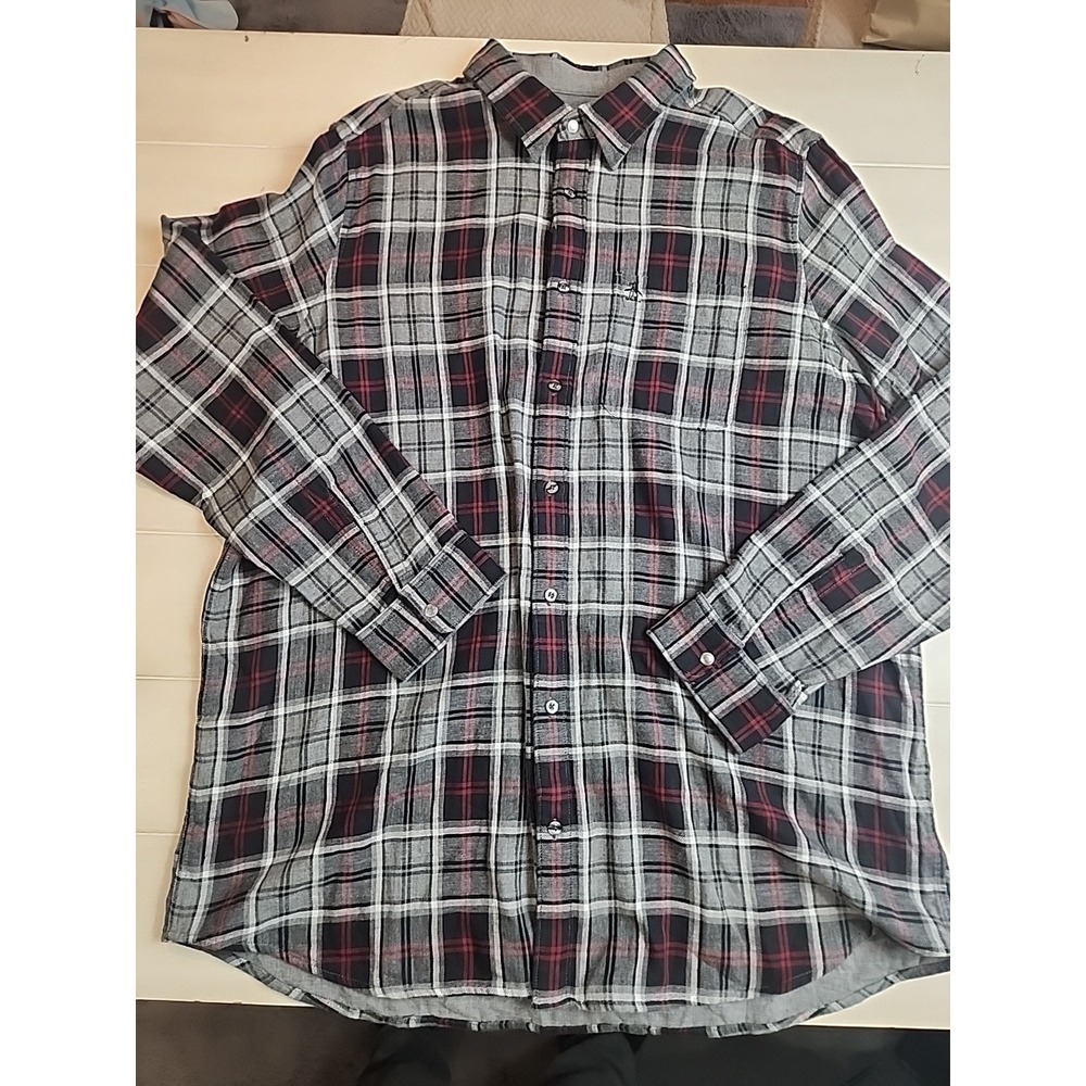 Penguin By Munsingwear Men's Long Sleeve Cotton Gray Flannel Button Up Shirt XLT